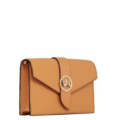 Michael Kors Charm Small Leather Convertible Crossbody Bag Sider - Handle/Strap: Gold, Hardware: Gold, Exterior: