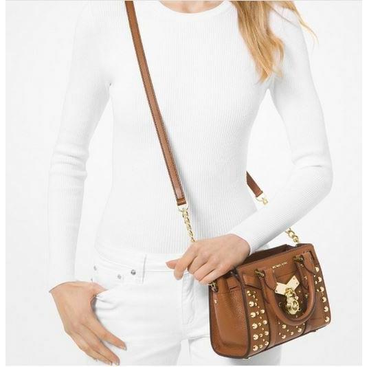 Michael Kors Noveau Hamilton Leather Crossbody Luggage/gold Mini