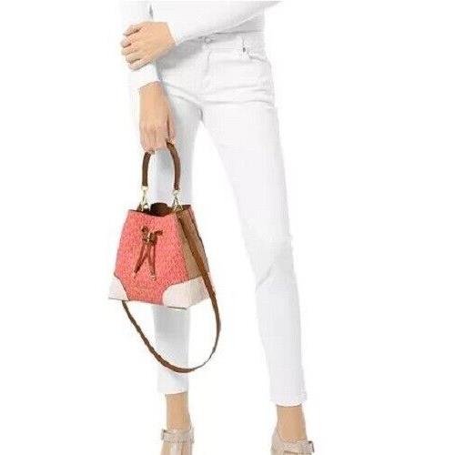 MICHAEL KORS MERCER LARGE SATCHEL SHOULDER LEATHER BAG GRAPEFRUIT PINK  196163284071