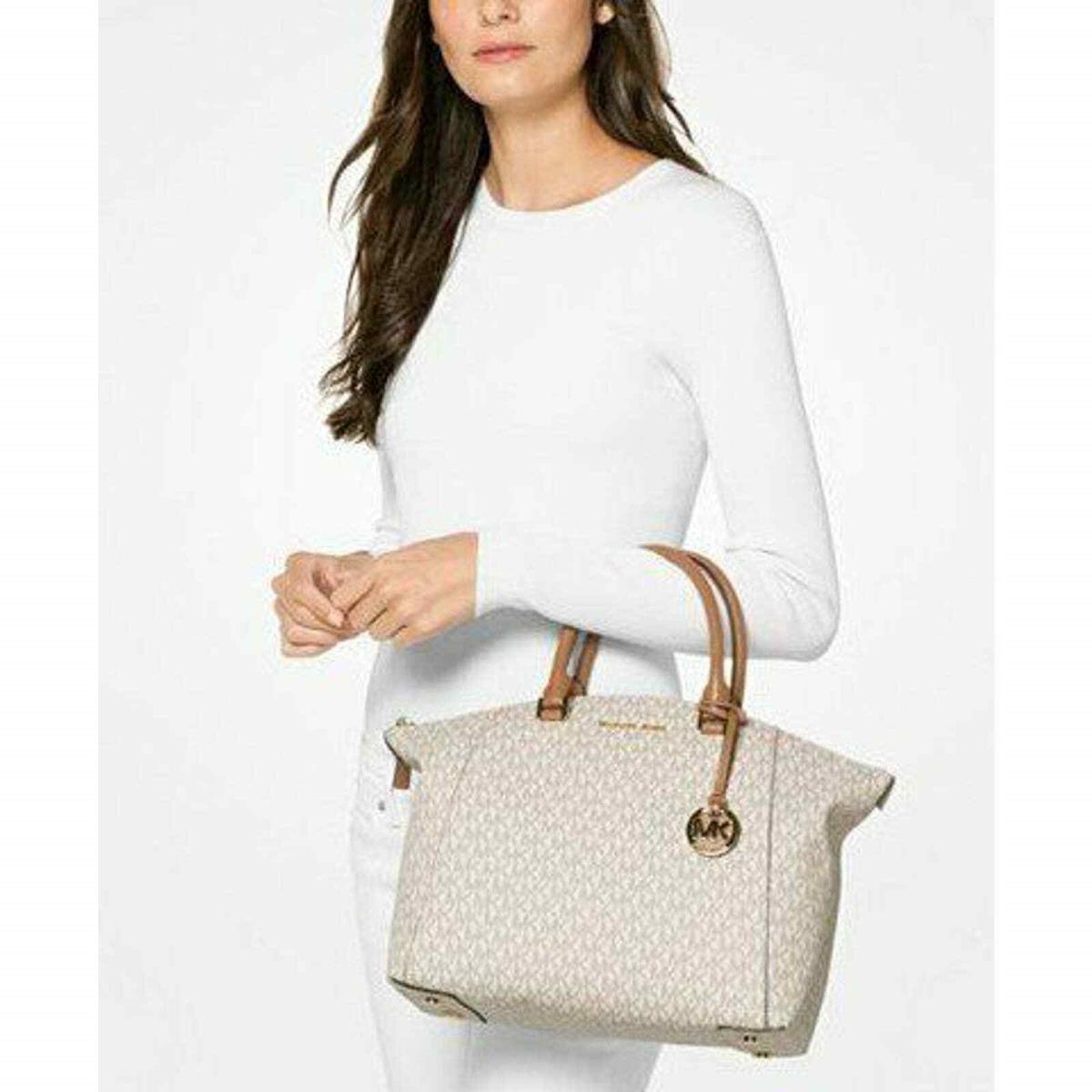 Michael Kors Riley Large Signature Satchel Vanilla 38H7GRLS7B