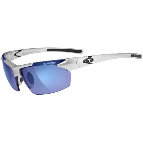 Tifosi Jet Sunglasses Metallic Silver Frame/Smoke & Blue Lens