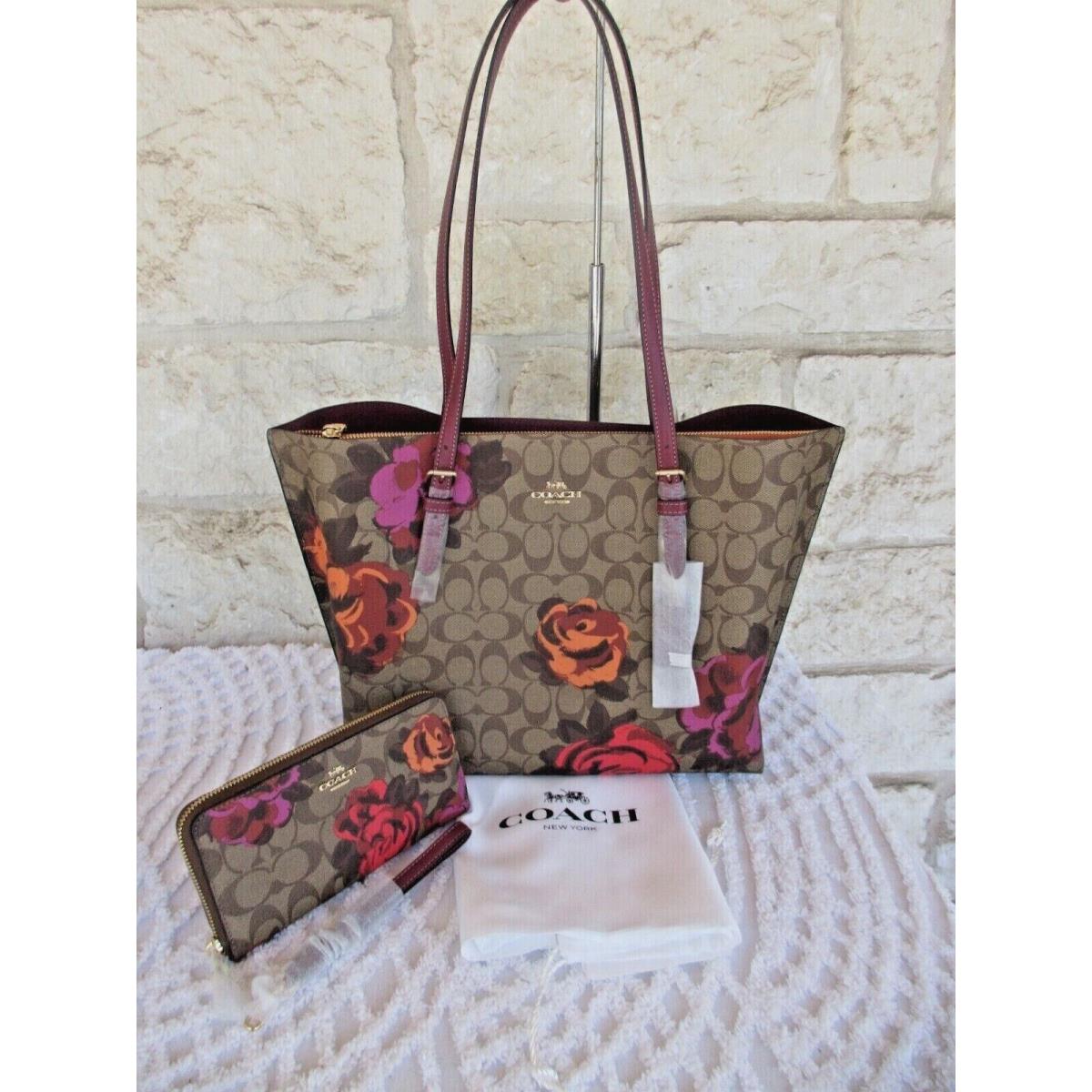 Coach Jumbo Floral Mollie Center Zip Tote Bag+wallet Set or Wallet Choices Bag and Wallet SET