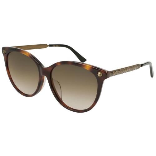 Gucci Sunglasses GG0223SK 005 57-15-150 Dark Tortoise/antique Gold