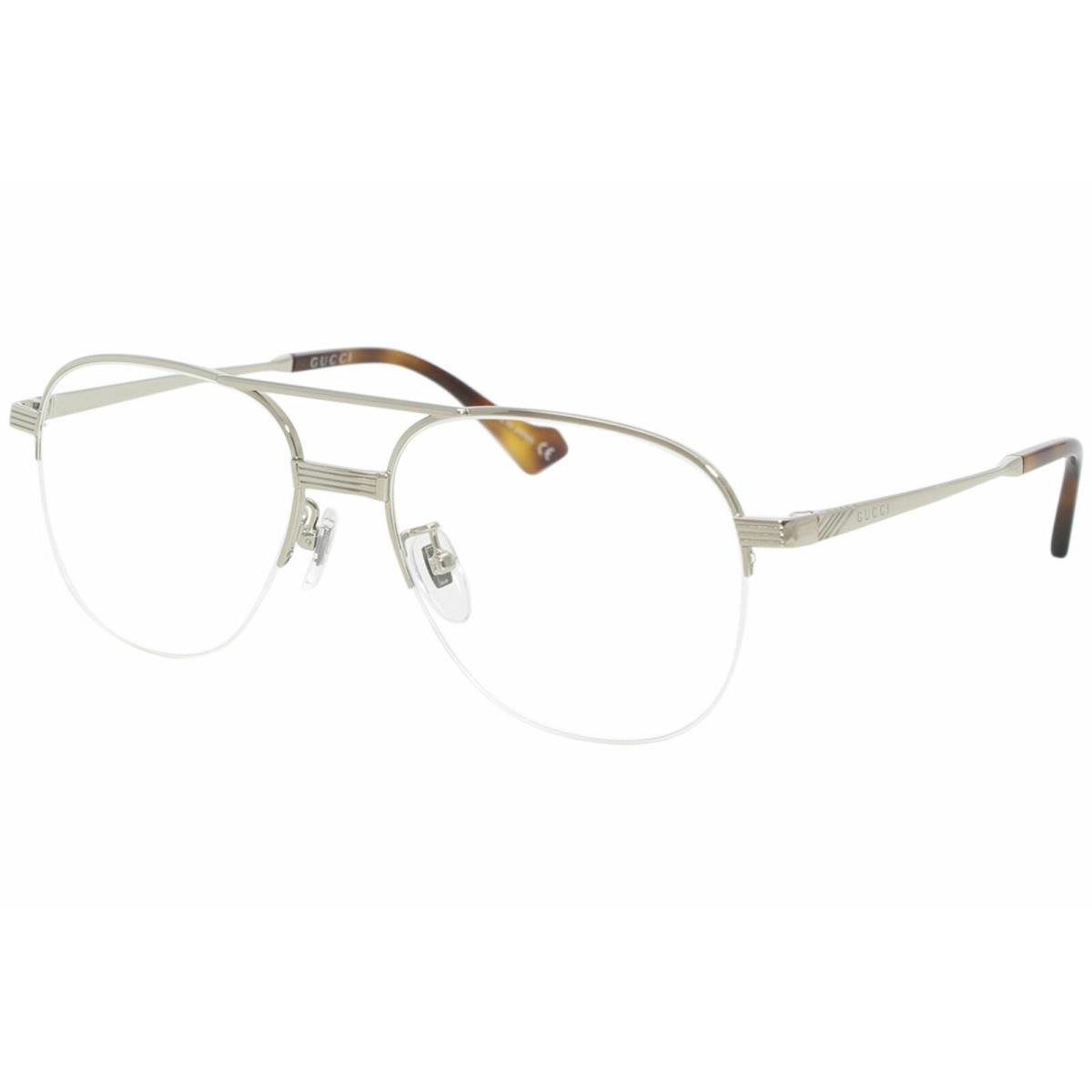 Gucci Seasonal-icon GG0745O 004 Eyeglasses Men`s Silver/havana Optical Frame