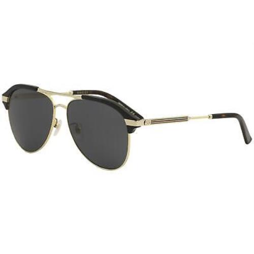 Gucci Men`s GG0288SA GG/0288/SA 001 Black/gold Pilot Sunglasses 60mm