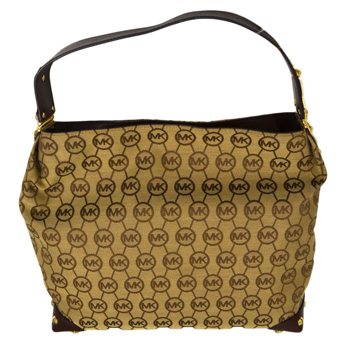 Michael Kors Womens Handbag Purse Joplin Shoulder Bag Mk Logo Brown - Brown Exterior