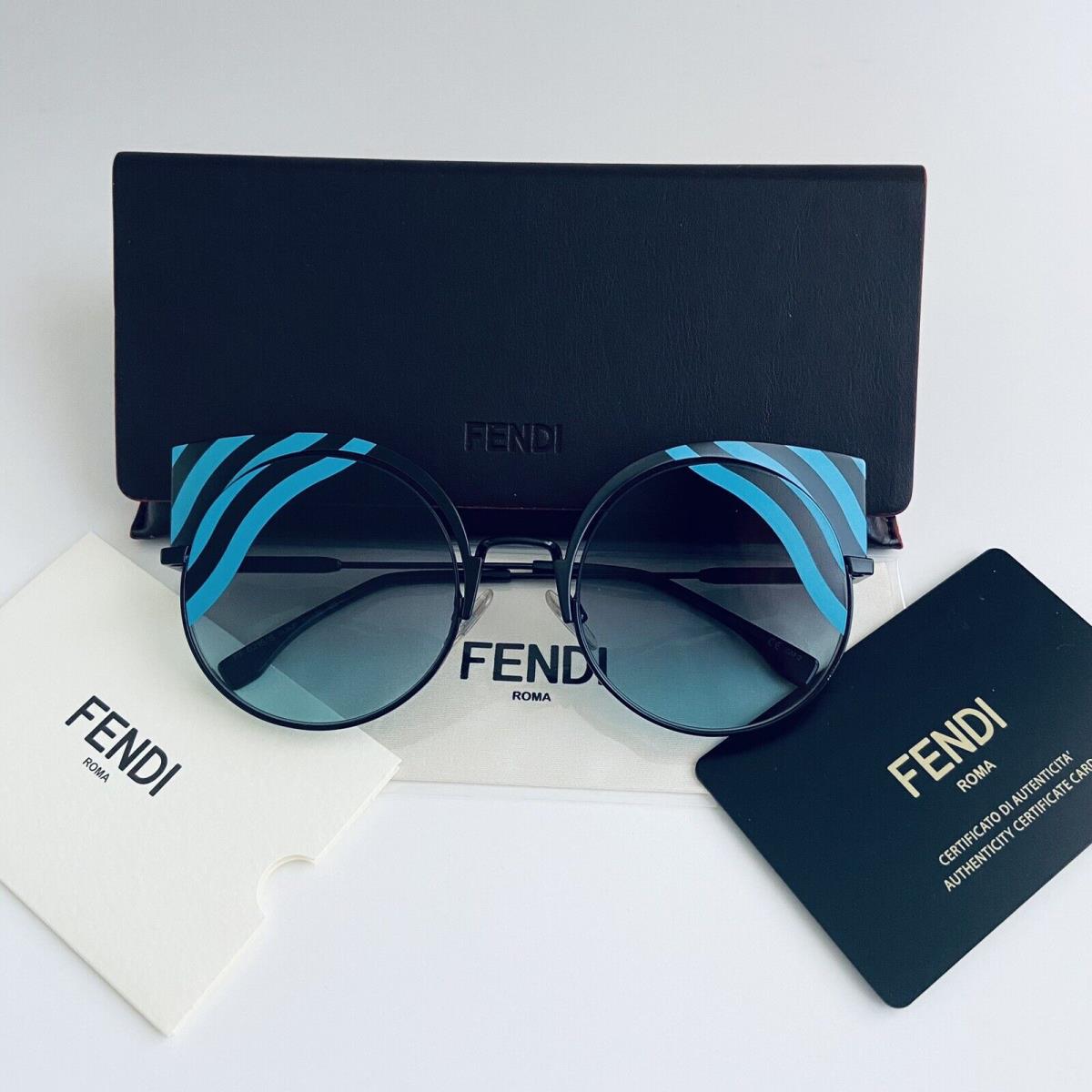 Fendi 53mm Cat Eye Sunglasses Turquoise/black/ Blue