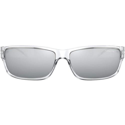 Arnette Men`s An4271 Zoro Rectangular Sunglasses Crystal Transparent/Light Grey Mirror Black