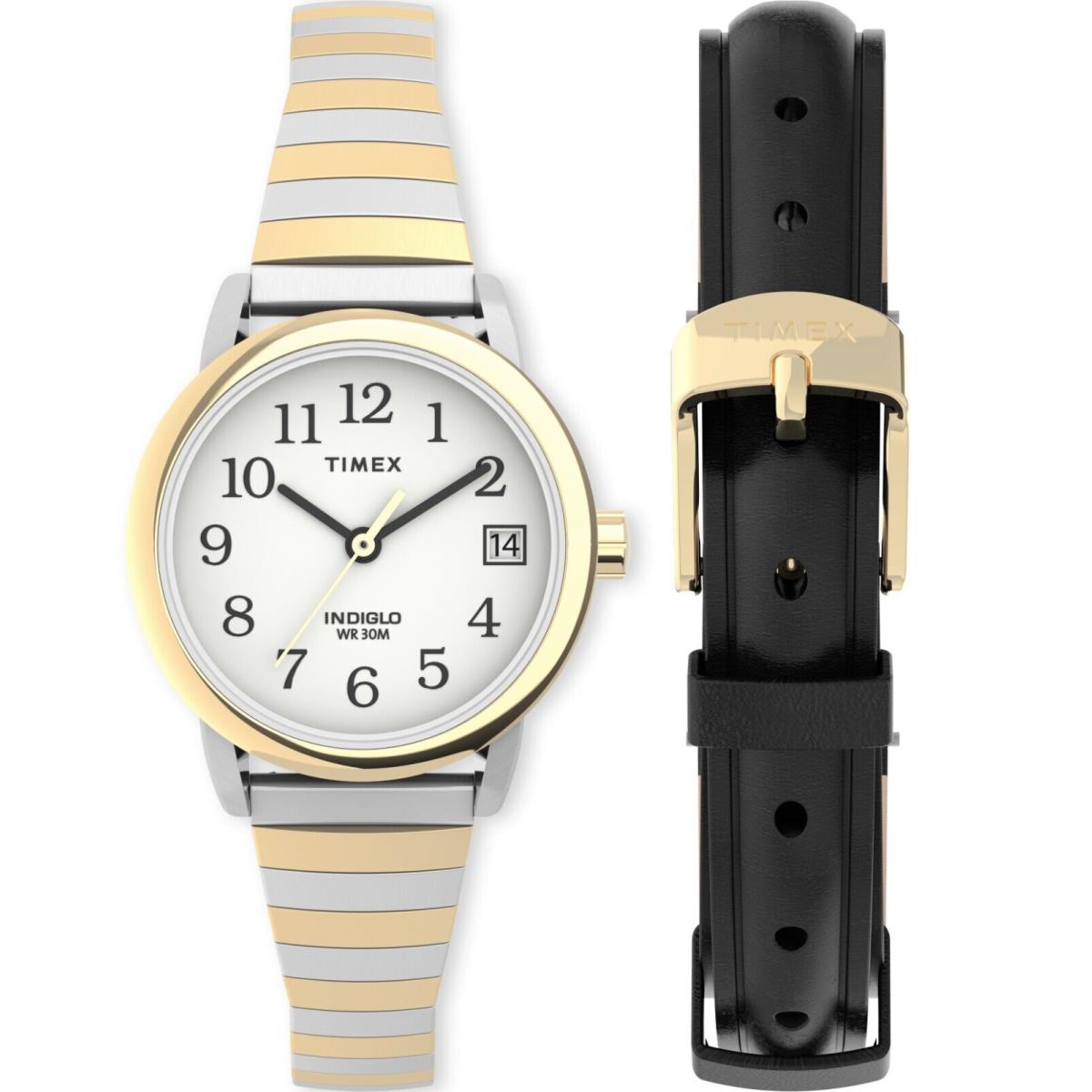 Timex TWG030200 Easy Reader Women`s Expansion Leather Straps Indiglo Date