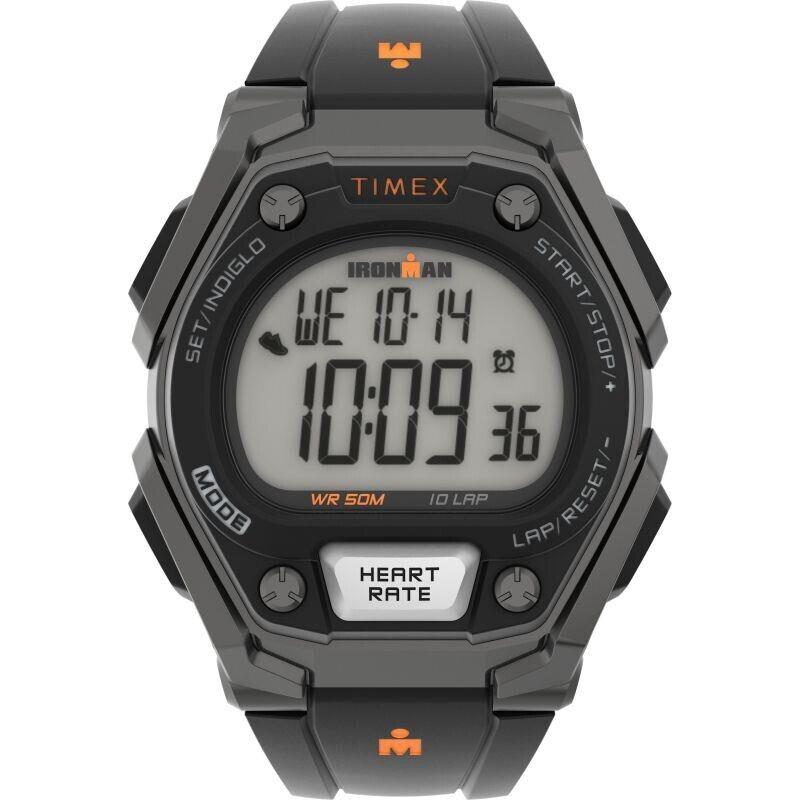 Timex TW5M49400 Heart Rate Ironman Watch 50 Meter WR Black Resin Strap