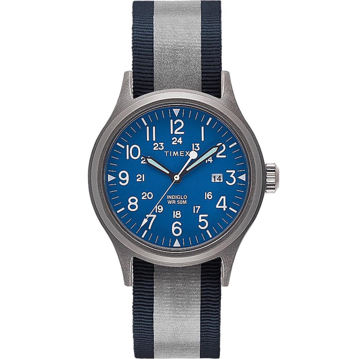 Timex TW2T42500 Archive Allied Men`s Blue Analog Watch Blue Nylon Strap