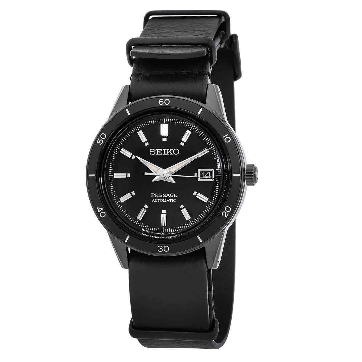 Seiko Presage Automatic Black Dial Men`s Watch SRPH95J1 - Dial: Black, Band: Black, Bezel: Black