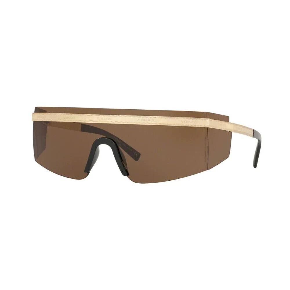 Versace VE 2208 10023G Shield Brown Gold Unisex Sunglasses 45mm