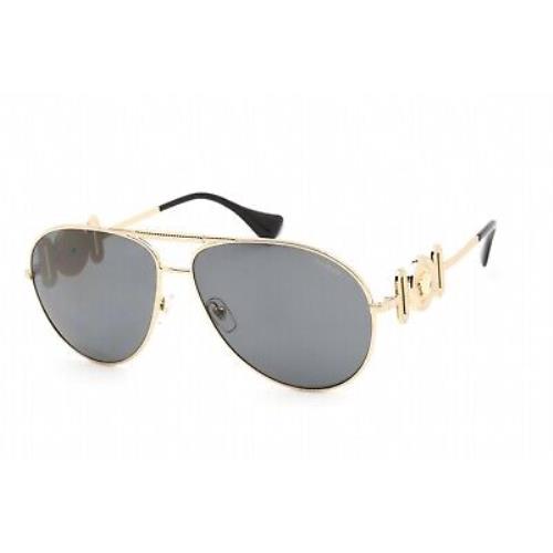 Versace VE 2249 100281 Sunglasses Gold Frame Polarized Gray Lenses 65mm - Gold Frame, Gray Lens