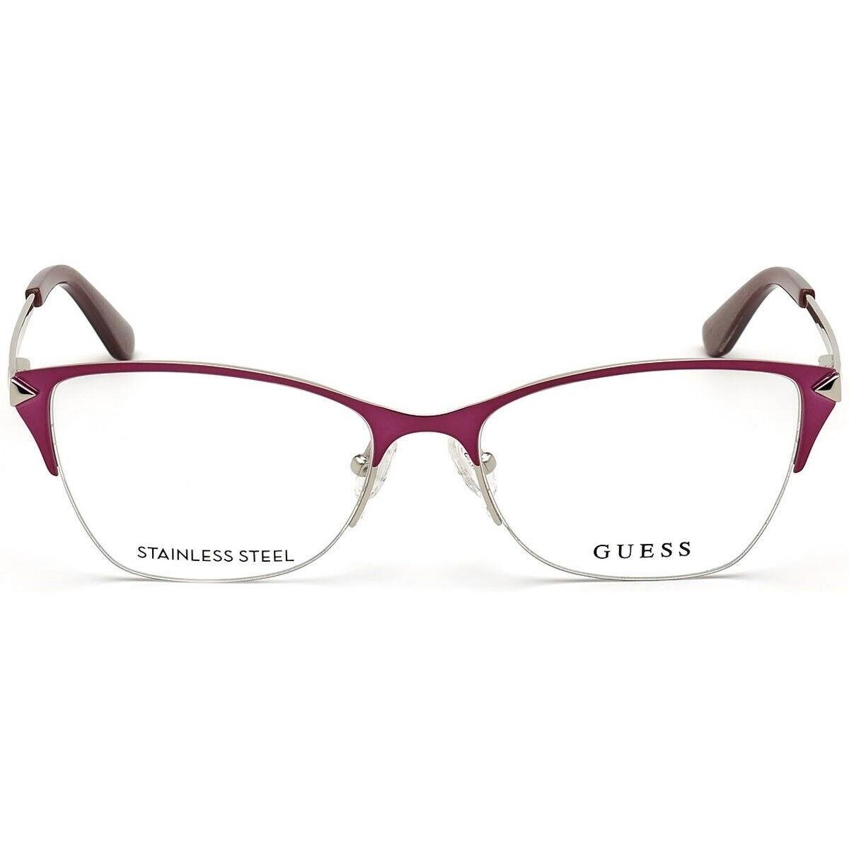 Guess GU2777 082 Purple Metal Cat Semi Rim Optical Eyeglasses Frame 53-17-140 GU