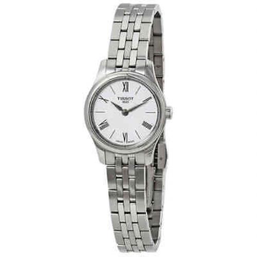Tissot Tradition Thin White Dial Ladies Watch T0630091101800 - Dial: White, Band: Gray, Bezel: Silver