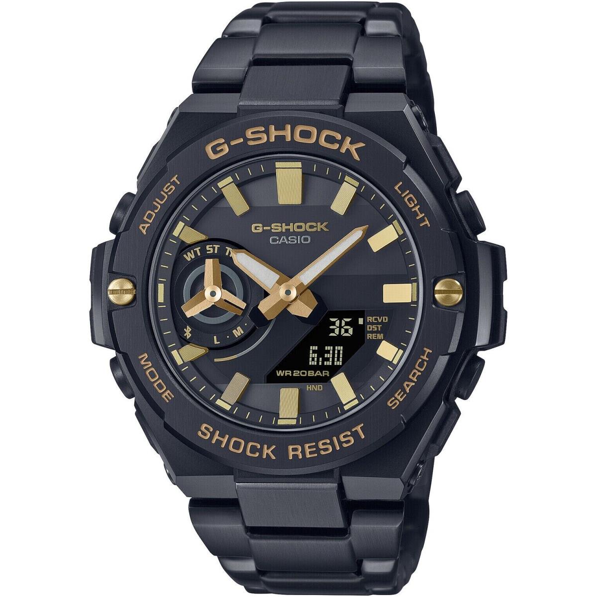 Casio Men`s G-steel Carbon Bluetooth Solar Black Watch GST-B500BD-1A9 - Dial: Black, Band: Black