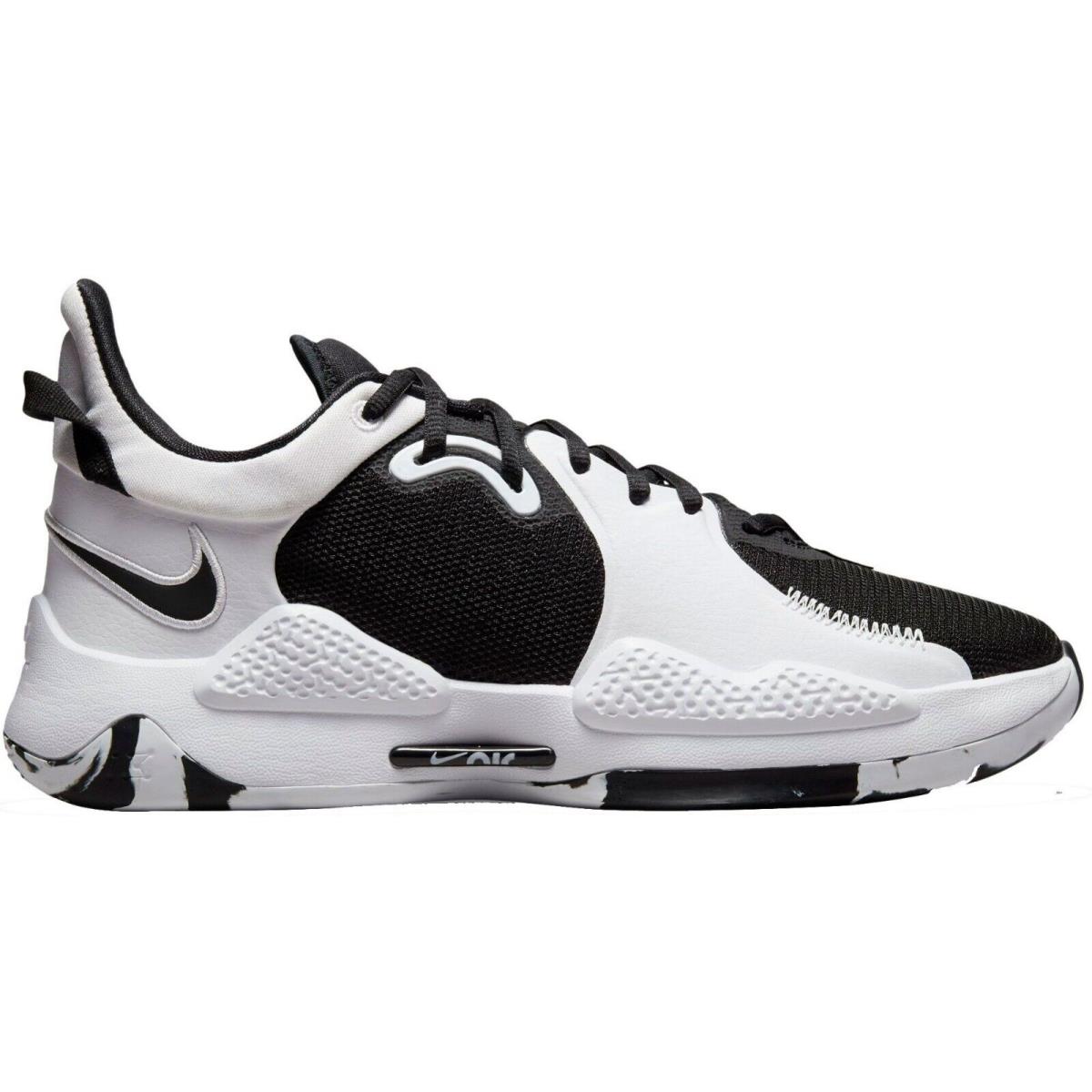 Nike Men`s PG 5 TB Paul George White Black Low Basketball Sneakers DA7758-001 - White/Black