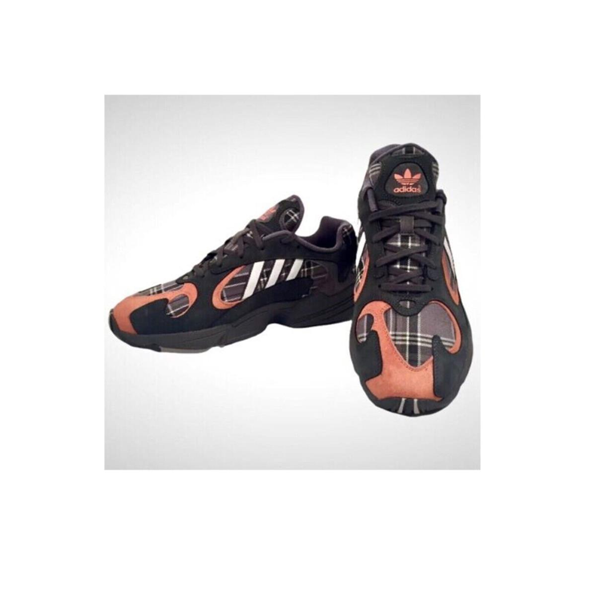 Adidas Men`s Shoes Yung-1 Plaid Solid Grey Orange EF3967 Yung Size 9 - Black