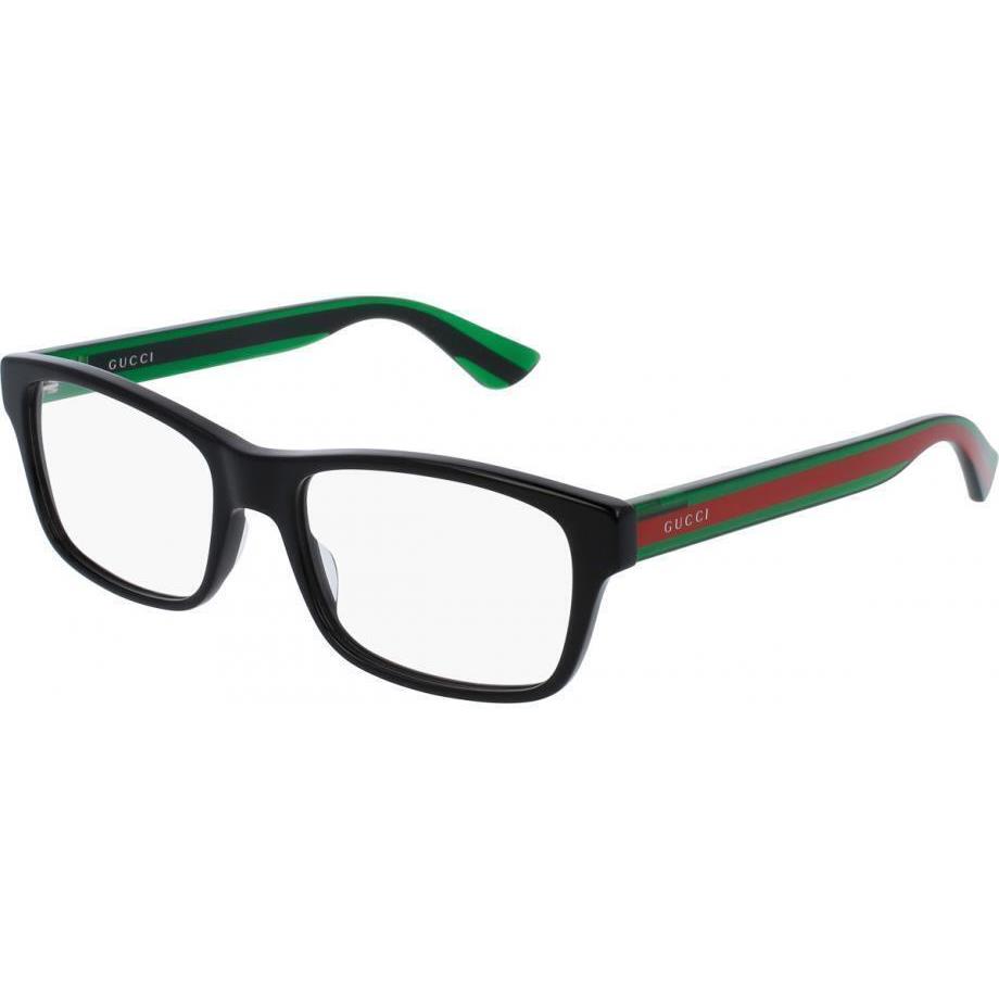 Gucci Eyeglasses GG0006O 006 55MM Black Frame Green Red Temple