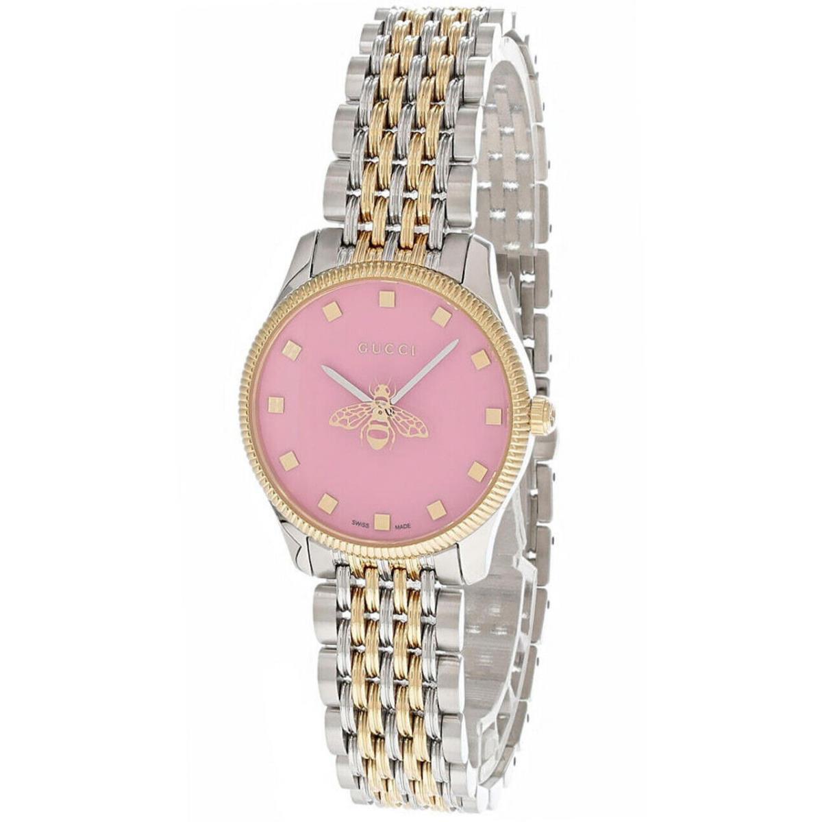 Gucci G-timeless Qtz 29MM SS Pink Dial Women`s Watch YA1265030