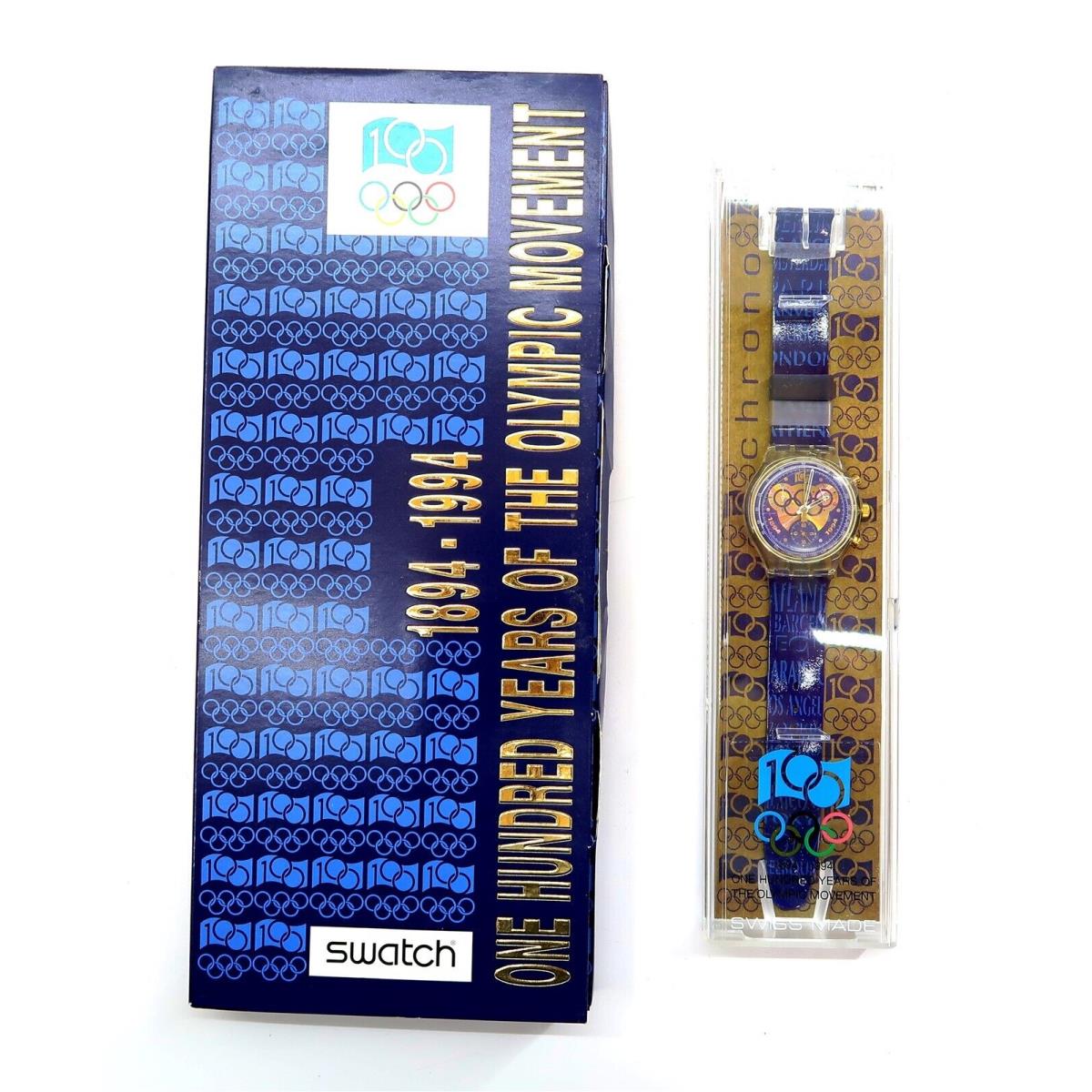 Swatch Chrono Watch Ioc 100 Years SCZ101 Boxed Set Olympic 1994/1995