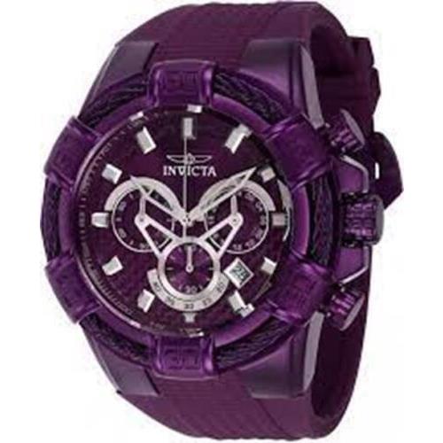 Invicta Men`s Bolt Chronograph Dark Purple Dial Strap Multifunction 40663 Watch - Dial: Purple, Band: Purple