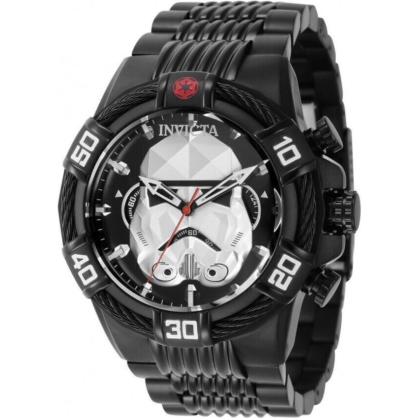 Invicta Star Wars Geo Stormtrooper Mens 50mm Black Limited Ed Chrono Watch 41326 - Dial: Black, Gray, White, Band: Black, Bezel: Black, Gray