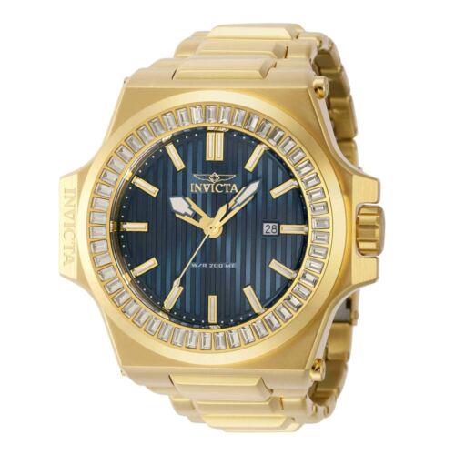 Invicta Men`s Watch Akula Yellow Stainless Steel Bracelet Date Display 43387 - Dial: Blue, Band: Yellow