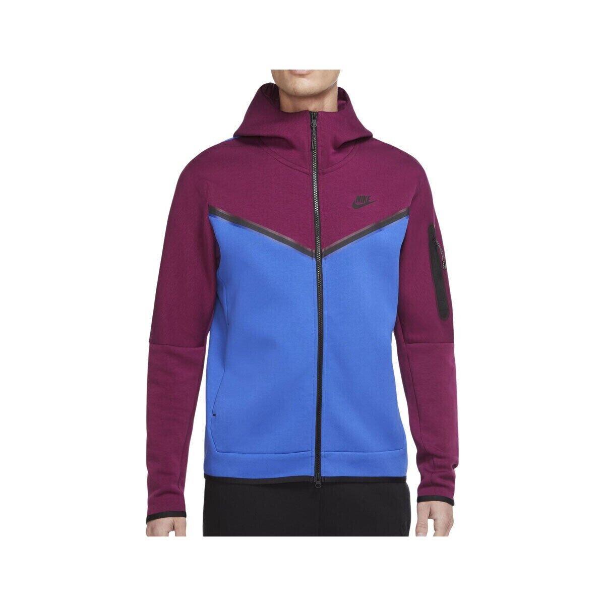 Men`s 2XL Nike Sportswear Tech Fleece Full-zip Hoodie Sangria CU4489-610 - Sangria/Game Royal