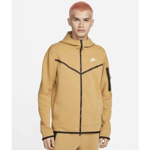 Nike Mens Sportswear Tech Fleece Full Zip Hoodie Elemental Gold Size