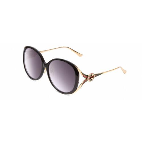 Gucci GG0226SK Womens Oval Designer Sunglasses in Black/gold/gray Gradient 60mm