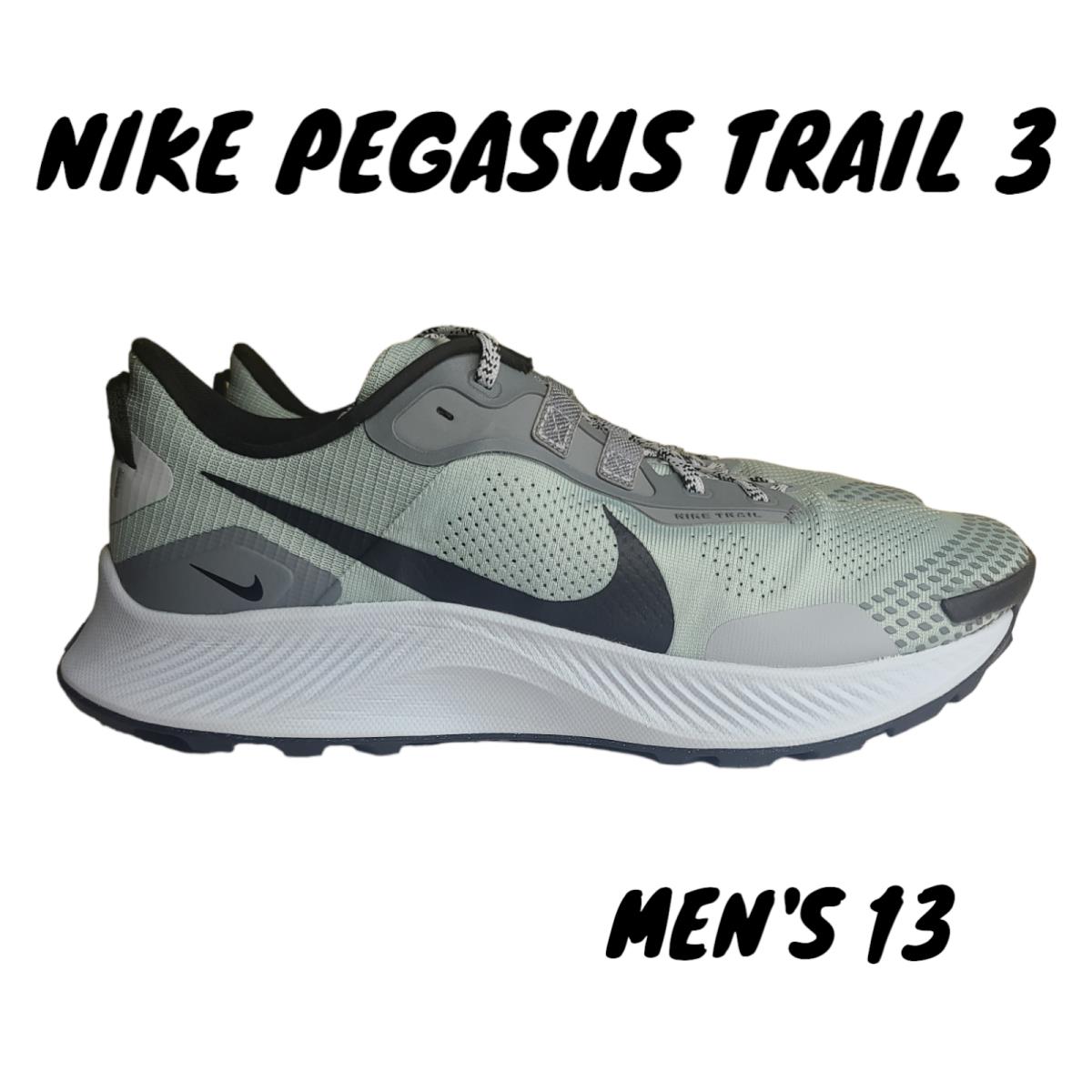 Nike Pegasus Trail 3 Dusty Sage Smoke Grey Mens Sz 13 Hiking Shoe DV3035-001 - Black, Green, White, Grey