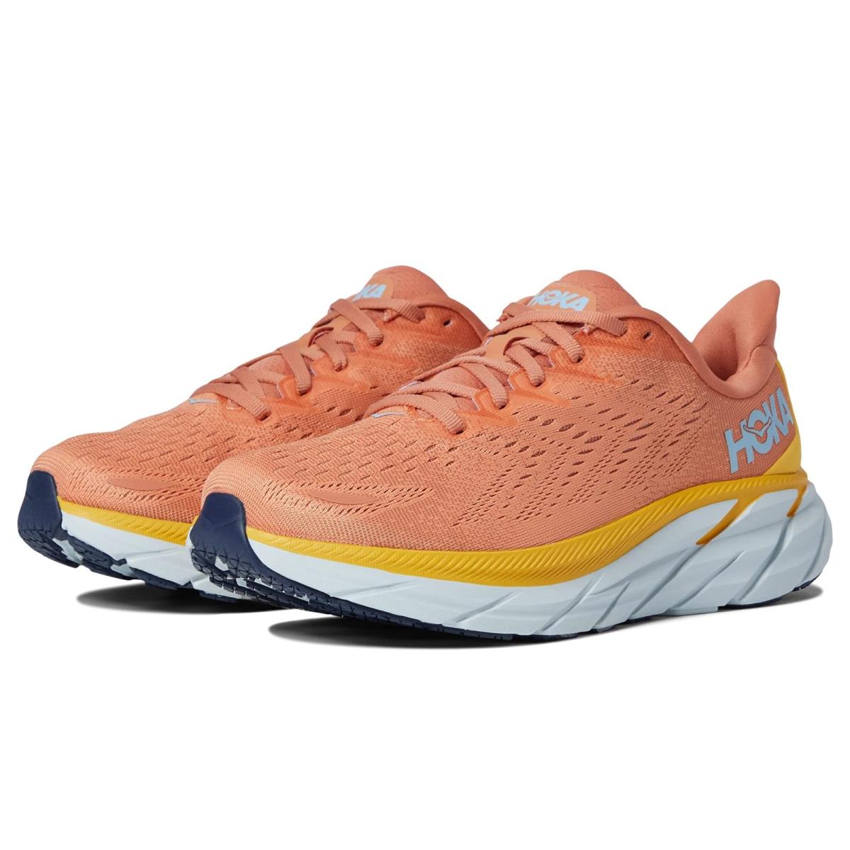 Woman`s Sneakers Athletic Shoes Hoka Clifton 8 Sun Baked/Shell Coral