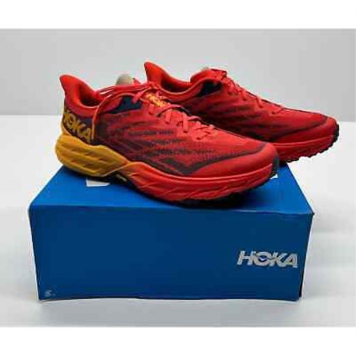 Hoka Men`s Speedgoat 5 Shoe Fiesta / Radiant Yellow Size 12W 005S