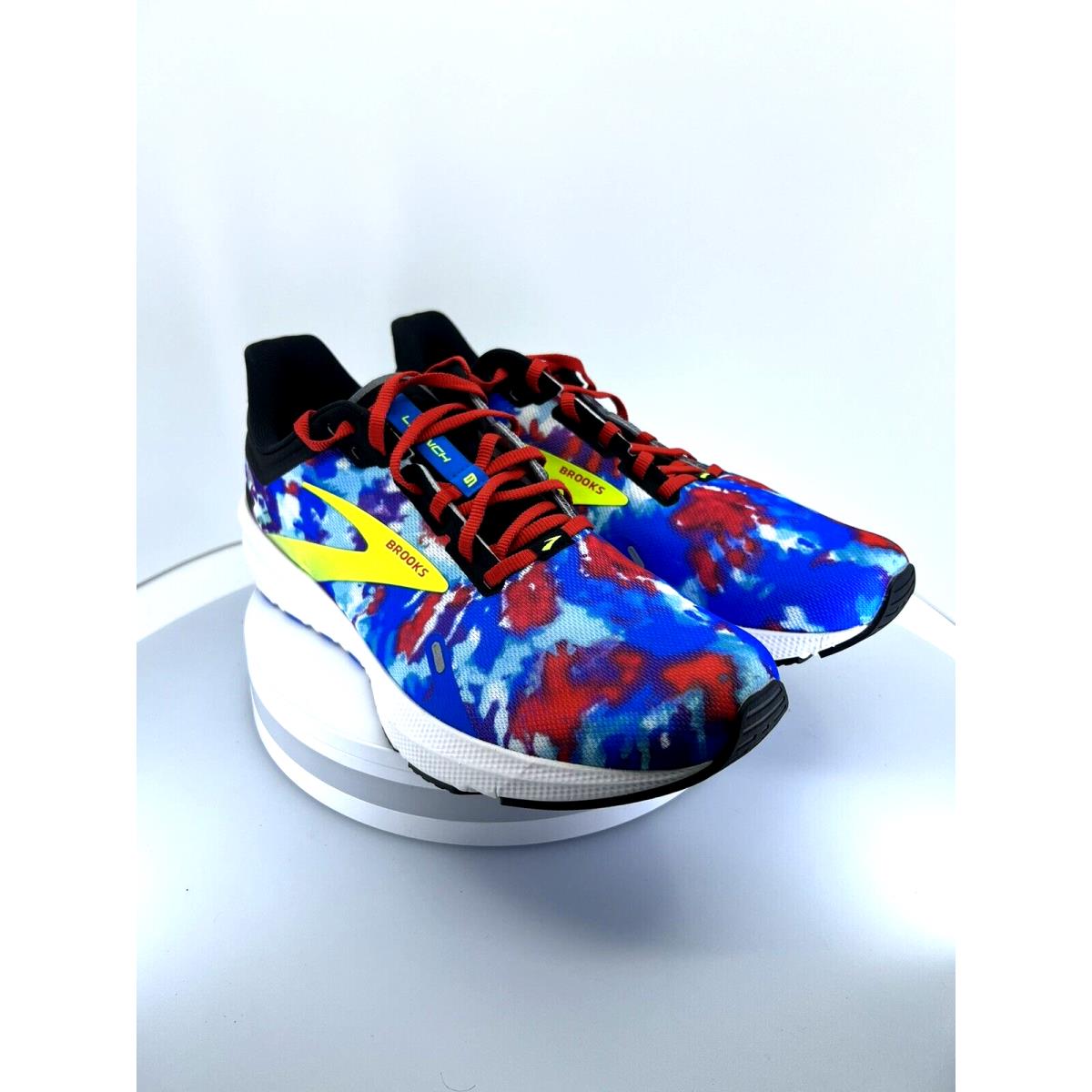 Brooks Launch 9 Men Size 10 Running Shoes Blue Black White Red Tie Dye 110386