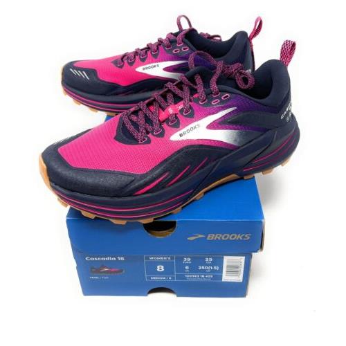 Brooks Cascadia 16 Trail Running Shoe Peacoat Pink Biscuit Women US 8