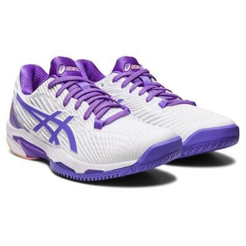 Asics Women`s Solution Speed FF 2 Tennis Shoes White and Amethyst
