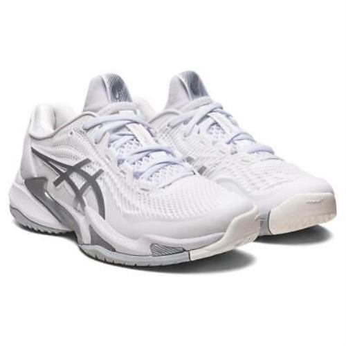 Asics Women`s Court FF 3 Tennis Shoes White and Pure Silver