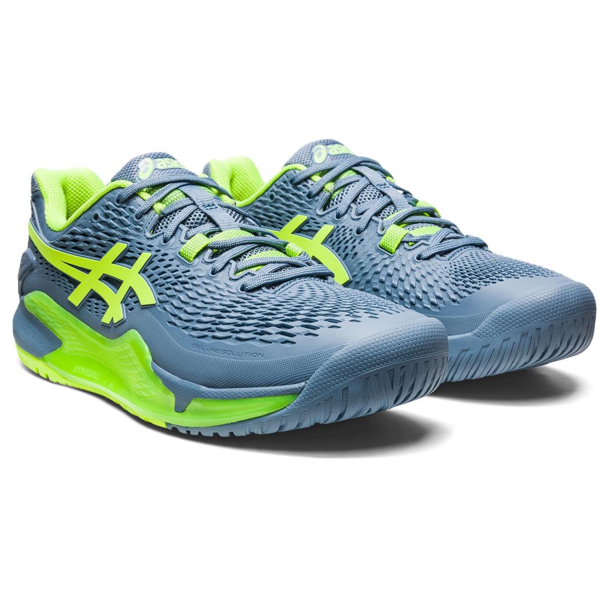 Man`s Sneakers Athletic Shoes Asics Gel-resolution 9 Steel Blue/Hazard Green