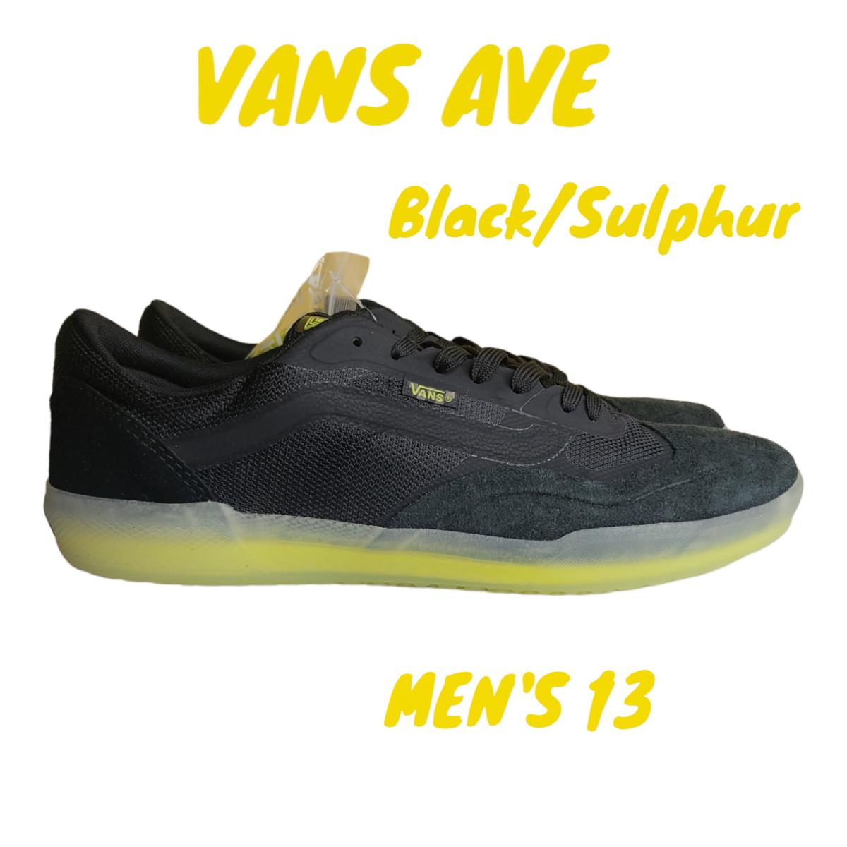 Vans Ave Men`s Skate Shoes Skateboard Athletic Sneakers Black Yellow Size 13