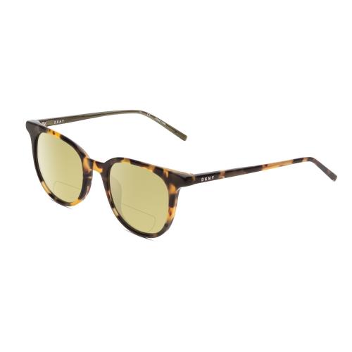 Dkny DK507S Ladies Cateye Polarized Bifocal Sunglasses Tokyo Beige Tortoise 49mm Yellow