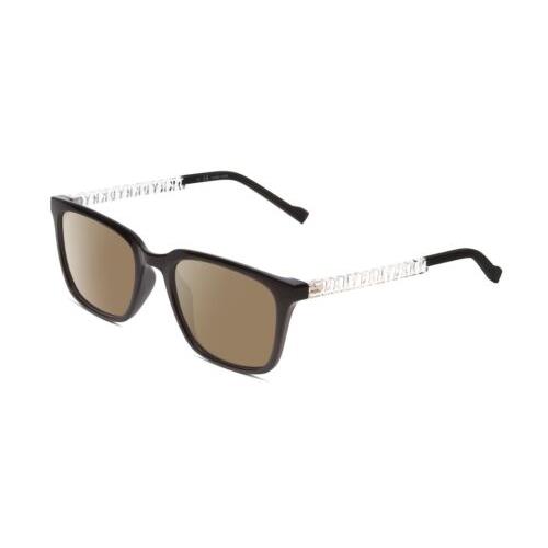 Dkny DK5015 Ladies Rectangle Polarized Sunglasses in Black Clear Crystal 52 mm Amber Brown Polar