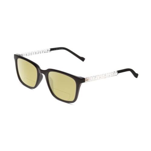 Dkny DK5015 Ladies Polarized Bifocal Reading Sunglasses Black/clear Crystal 52mm Yellow