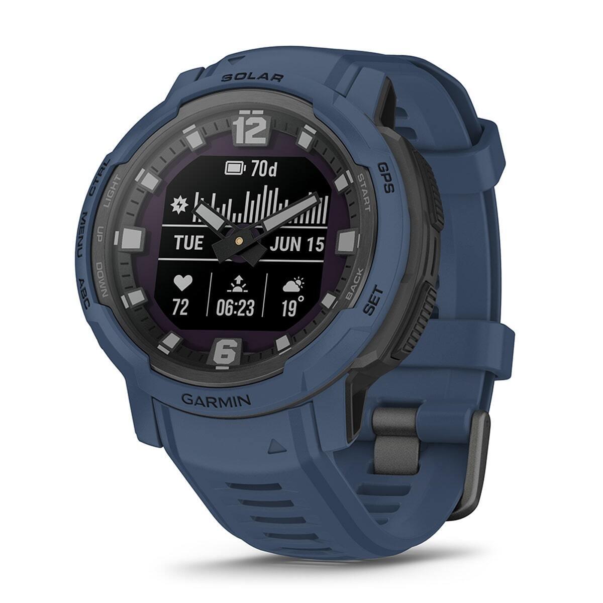 Garmin Instinct Crossover Rugged Hybrid Smartwatch Standard Solar or Tactical Instinct Crossover Solar (Tidal Blue)