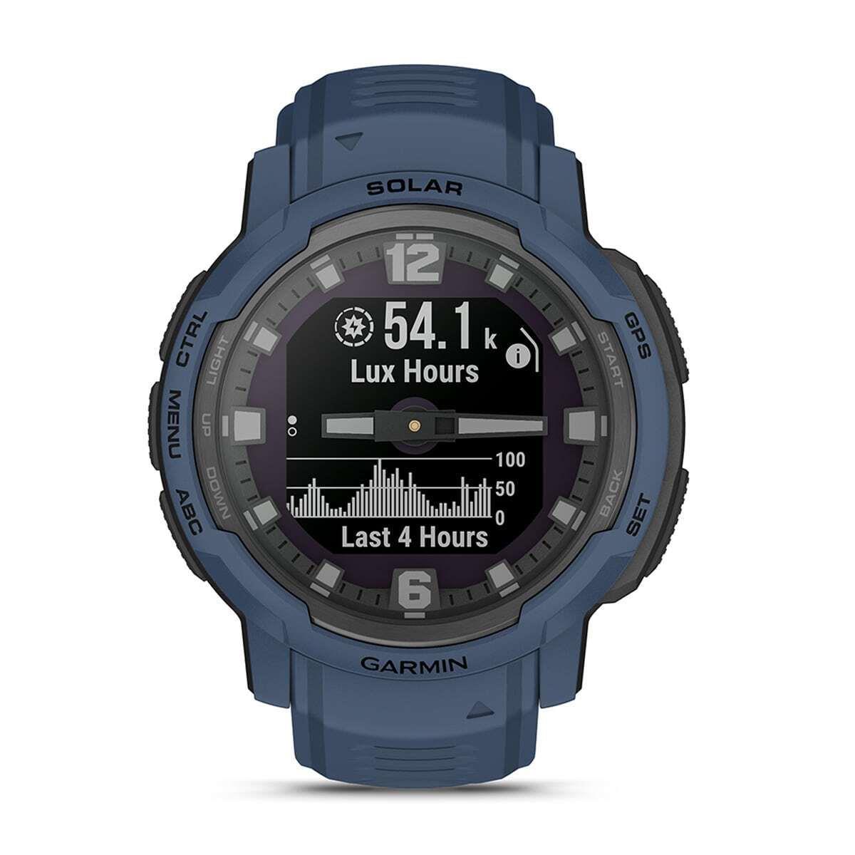 Garmin Instinct Crossover Rugged Hybrid Smartwatch Standard Solar or Tactical Instinct Crossover Solar (Tidal Blue)