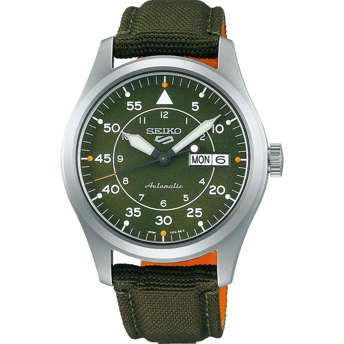 Seiko Men`s Watch 5 Sports Japanese Automatic Dark Green Strap SRPH29