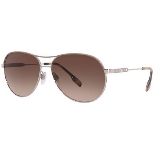 Burberry Tara B-3122 1005/13 Sunglasses Women`s Silver/beige/brown Gradient 59mm - Frame: Silver, Lens: Brown