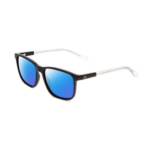 Guess GU6944 Unisex Polarized Bifocal Sunglasses Shiny Black Crystal Clear 56mm Blue Mirror