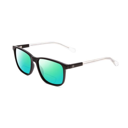 Guess GU6944 Unisex Polarized Bifocal Sunglasses Shiny Black Crystal Clear 56mm Green Mirror
